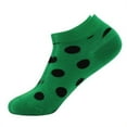 thumbnail image 1 of Green with Black Polka Dots Ankle Socks (Adult Medium - Women's Shoe Sizes 5-10), 1 of 3