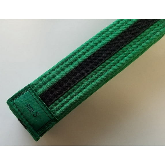 Green with Black Stripe Karate Belt Taekwondo Belts Martial Arts MMA Double Wrap Belts
