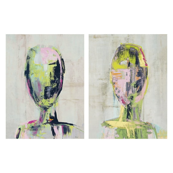 Green with Envy, Tickled Pink by Phillip Brown Abstract Portrait Canvas Art