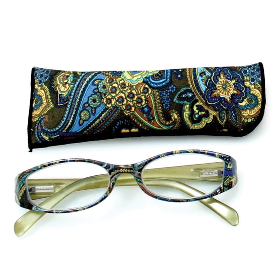 Green with Flower Print 1.75 Magnification Reading Glasses