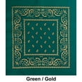 thumbnail image 1 of Green with Gold Accent Paisley Print Designs Cotton Bandana (22 inches x 22 inches), 1 of 1
