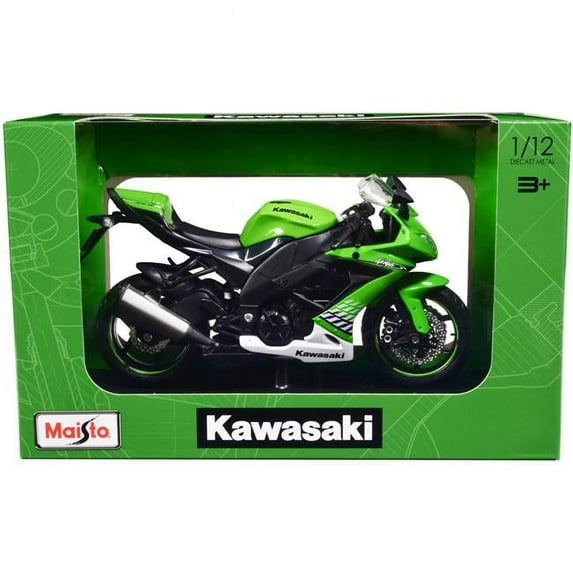 Green with Plastic Display Stand 1 by 12 Scale Diecast Motorcycle Model for 2010 Kawasaki Ninja ZX-10R