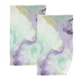 thumbnail image 1 of Green with Purple Marble Cotton Face Towels Sets Absorbent Hand Towel 2 PCs Soft Towel for Bathroom Kitchen Hotel Decoration, 1 of 8