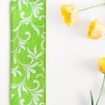 thumbnail image 1 of Northlight Green with White Floral Design Wired Craft Ribbon 2.5" x 10 Yards, 1 of 9