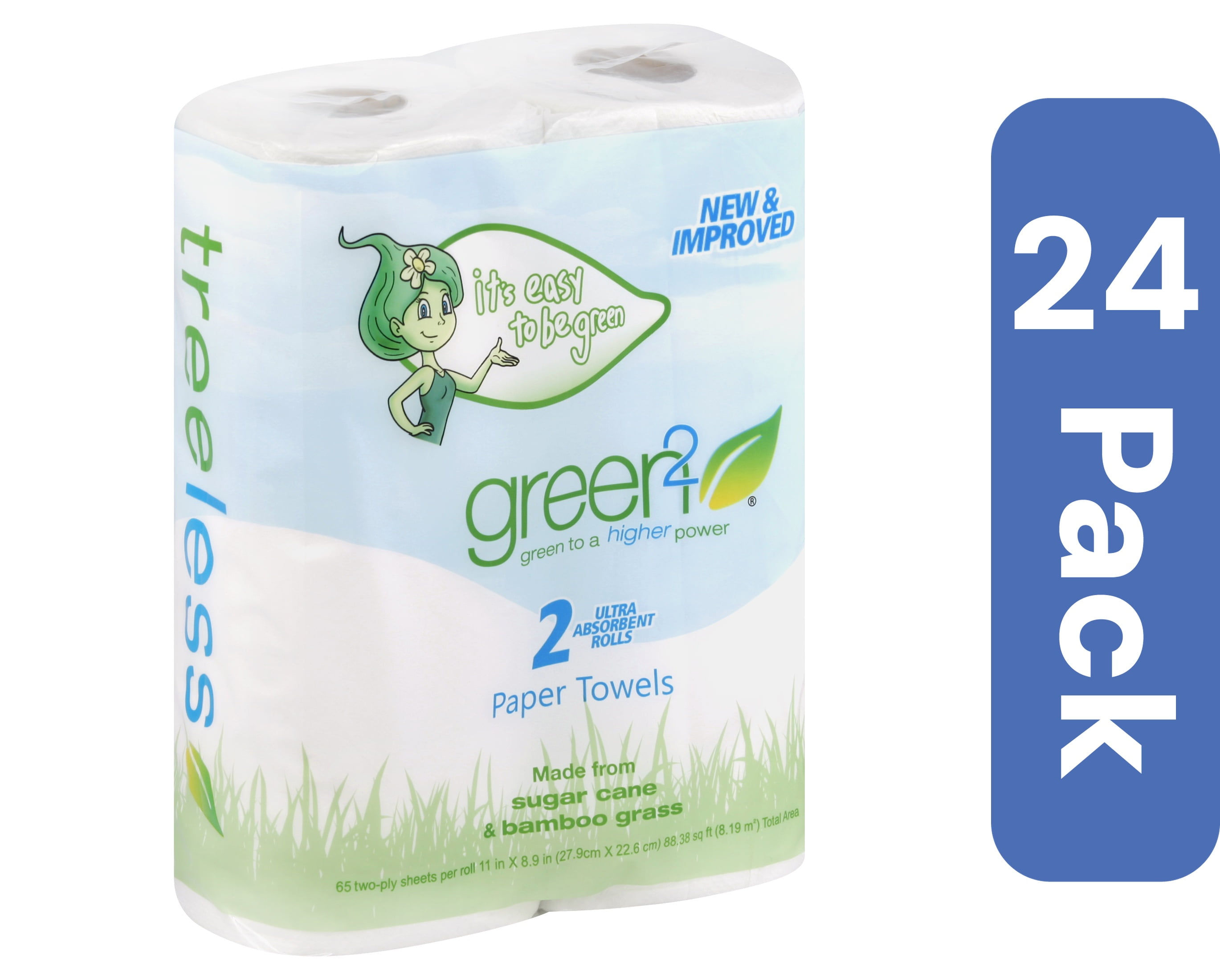 Green2 Tree Free Paper Towels 65 Sheets 2 Pc (Pack Of 24)