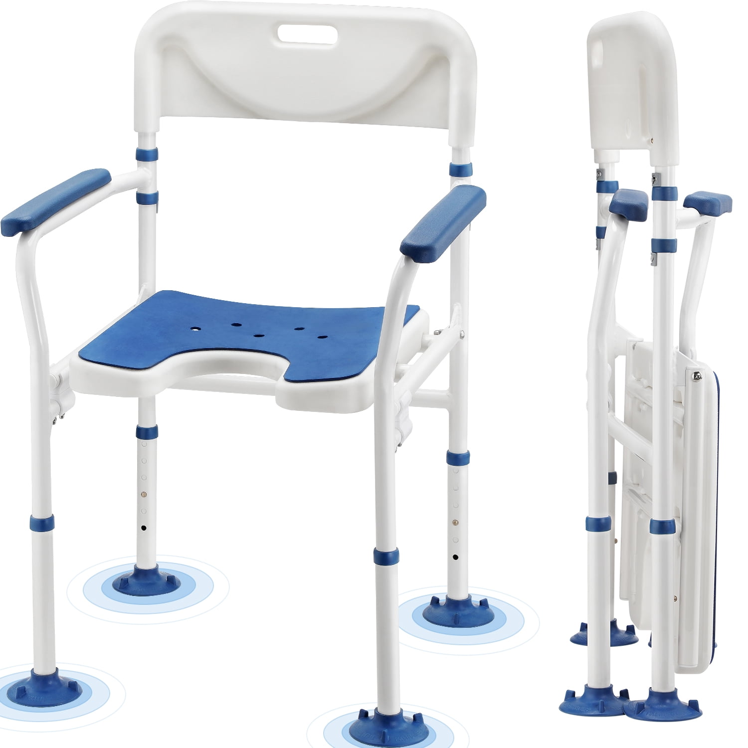 GreenChief Shower Chair with Arms and Back, Folding and Adjustable Bath