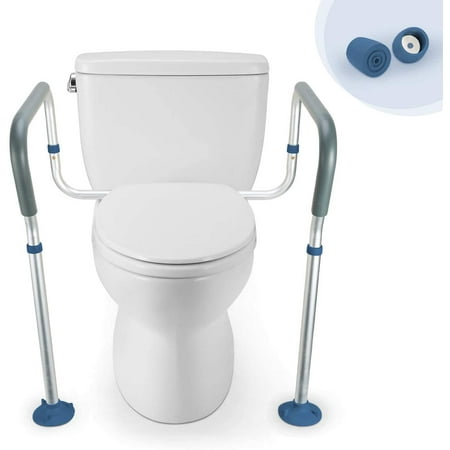 GreenChief Toilet Safety Rail, Medical Bathroom Safety Frame for Elderly, Handicap and Disabled - Adjustable Handrails for Toilet Seat Grab Bar Toilet Handrails Helper, 2 Additional Rubber Tips