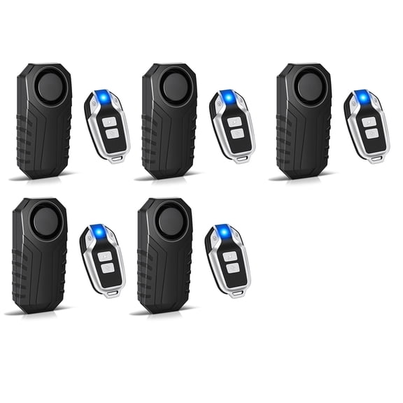 GreenCycle 113dB Bike Alarm, Bicycle Alarm with Remote, Bike Alarms for Ebikes, IP65 Waterproof, Anti Theft, 7 Levels of Sensitivity, Easy Installation for Bicycles/Electric Bicycles/Motorcycle,5PK
