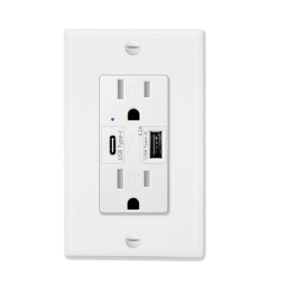 GreenCycle, 15A 125V White Duplex Receptacle Electrical Outlet