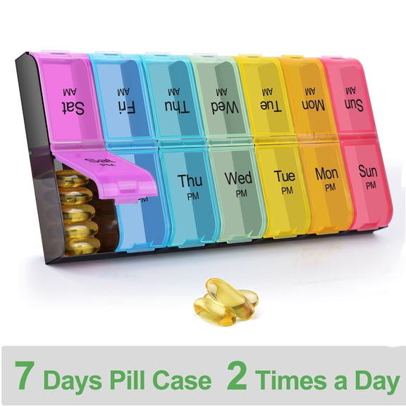 GreenCycle 7 Day Pill Organizer, Large Moisture-Proof AM PM Medicine Box for Vitamins, Fish Oil, Supplements