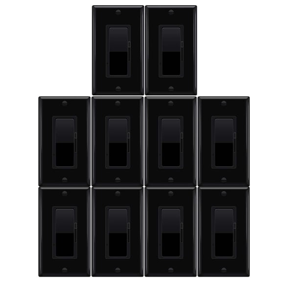 GreenCycle Black Dimmer Light Switch,10PK Single Pole/3 Way Dim Switch for Dimmable 150W LED CFL,600W Halogen and Incandescent,15A 120V,Neutral Wire Not Required,Residential/Commercial,ETL Listed