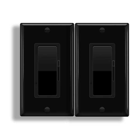GreenCycle Black Dimmer Light Switch,2PK Single Pole/3 Way Dim Switch for Dimmable 150W LED CFL,600W Halogen and Incandescent,15A 120V,Neutral Wire Not Required,Residential/Commercial,ETL Listed