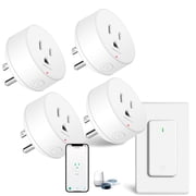 GreenCycle WiFi Smart Outlet Plug with Remote,Detachable Wall-Mounted Switch,Works with Alexa & Google Home,Tuya/Smart Life App,15A/1500W,ETL/FCC Listed,2.4GHz Only,Remote Control from Anywhere