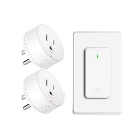 GreenCyle Remote Control Outlet,1 Remote Switch 2Outlet Plugs,Wireless On/Off Light Switch Wall Mounted,15A/1500W,TUV List,No Wiring Needed,500ft RF Range,for Lamp,Fans,Household Appliances