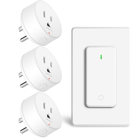 GreenCyle Remote Control Outlet,1Remote Switch 3Outlet Plugs,Wireless On/Off Light Switch Wall Mounted,15A/1500W,TUV List,No Wiring Needed,500ft RF Range,for Lamp,Fans,Household Appliances