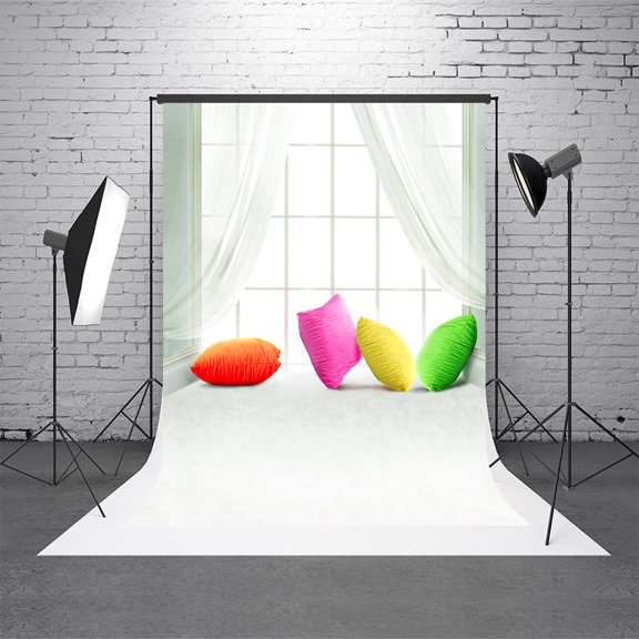 GreenDecor 5X7ft Background Pillow Window Floor Photo Props for Photo Studio Photography Backdrops Wedding