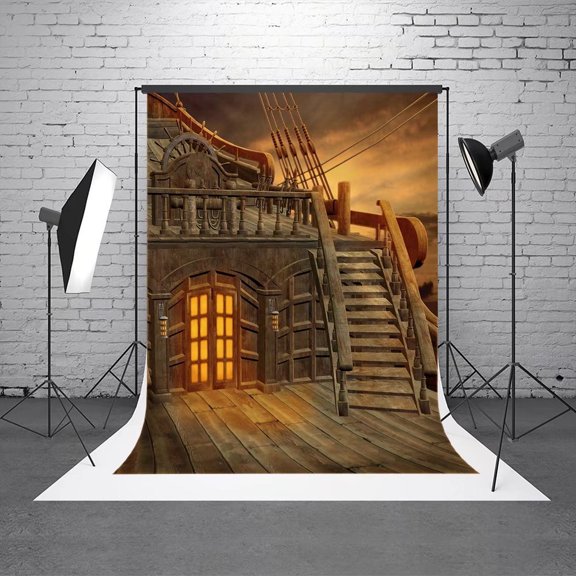 GreenDecor 5X7ft Background Wooden House and Stairs Photography Backdrop for Photo Shooting Photography Background