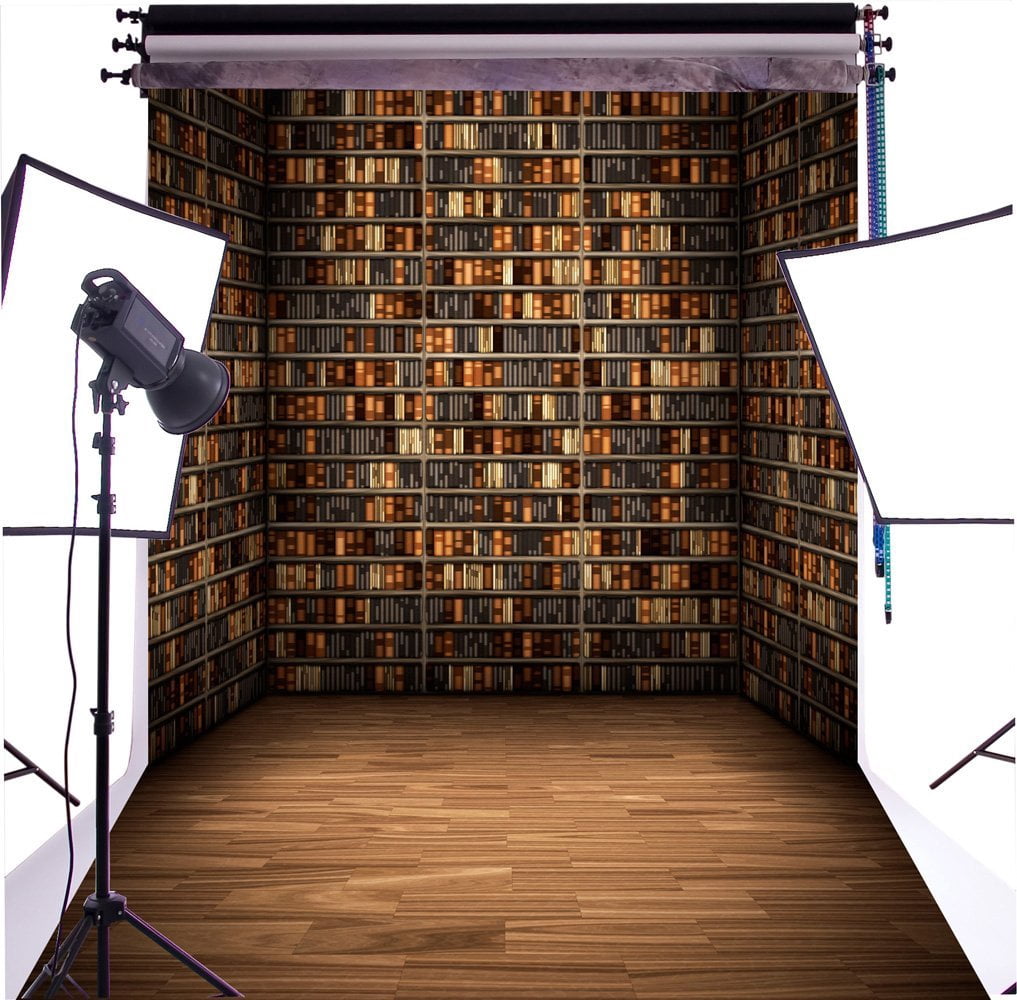GreenDecor 5X7ft Bookshelf Library Backdrop photography Background ...