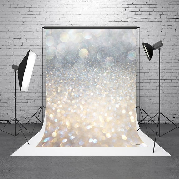 GreenDecor 5X7ft Light Silver Glitter Bokeh Print Studio Newborn Baby Photography Backdrop Photo