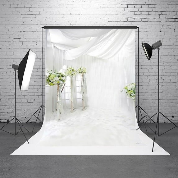GreenDecor 5X7ft White Window Curtain Indoor Wedding Children Photography Backgrounds for Photo Studio Photo Backdrops