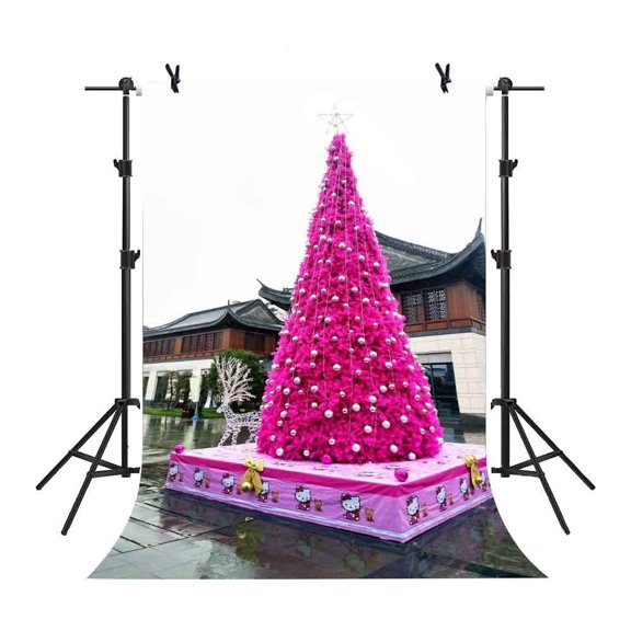 GreenDecor 5x7Ft Pink Christmas Trees Backdrop Decoration Xmas Background Decorating Pictorial Family Video Props
