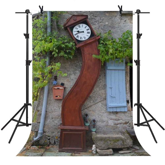 GreenDecor 5x7Ft Wood Clockbackdrop Funny Simple Style Background Children Photo Video Studio Photography