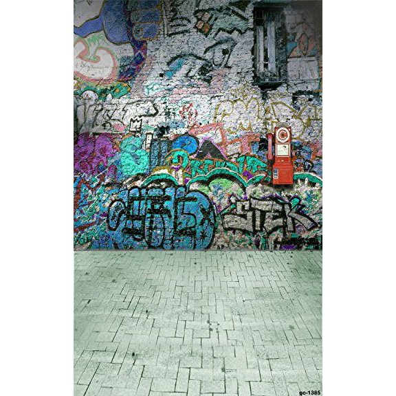 GreenDecor 5x7ft Background Digital Print Photos Graffiti Pattern Wall Stone Floor for