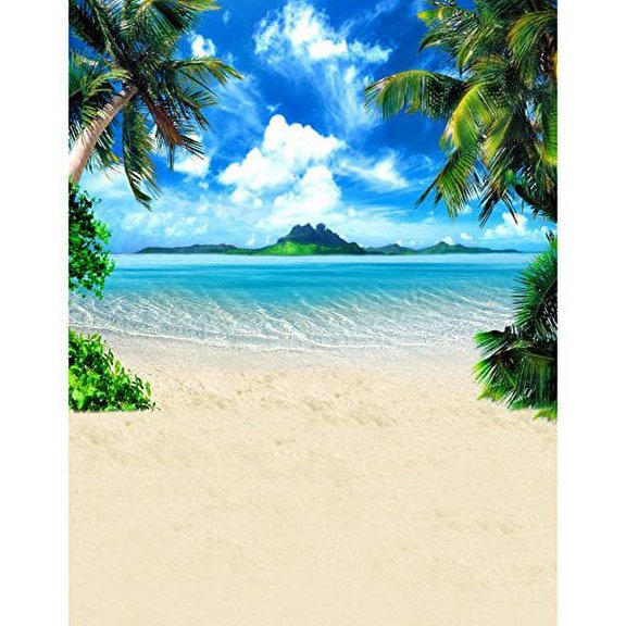 GreenDecor 5x7ft Beach Seaside Sun Palm Tree Island Photography Studio Backdrop Background