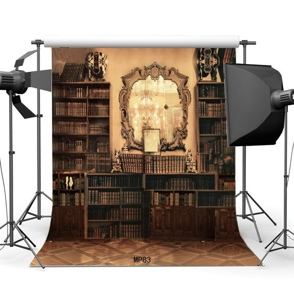 GreenDecor 5x7ft Bookshelf Backdrop Vintage Bookcase Library Magic Books Indoor Study Room Crystal Droplight Mirror Fantasy Photography Background Kid