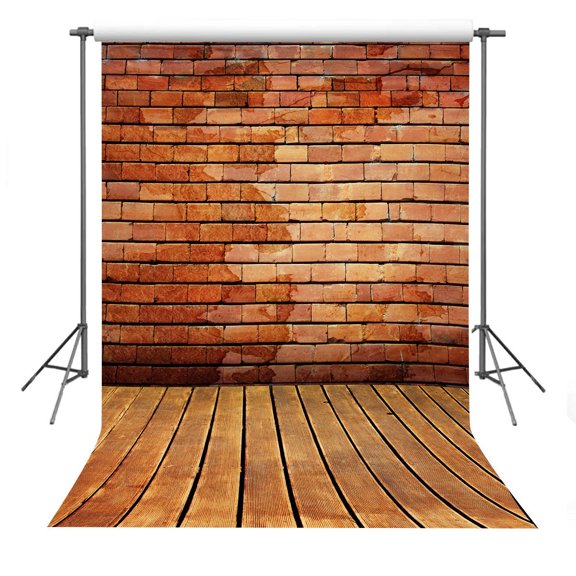 GreenDecor 5x7ft Brick Wall Wood Floor Photography Backdrop Photo Studio Props
