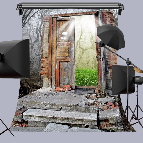 GreenDecor 5x7ft Broken Door Digital Printed Photography Backdrop Prop Photo Background