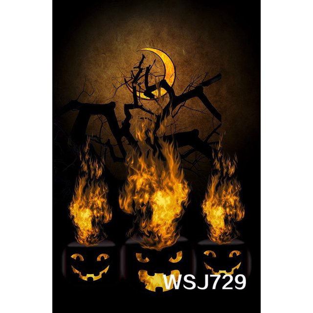 GreenDecor 5x7ft Burning Pumpkin lanterns Photography Background Photography Backdrop Studio Prop
