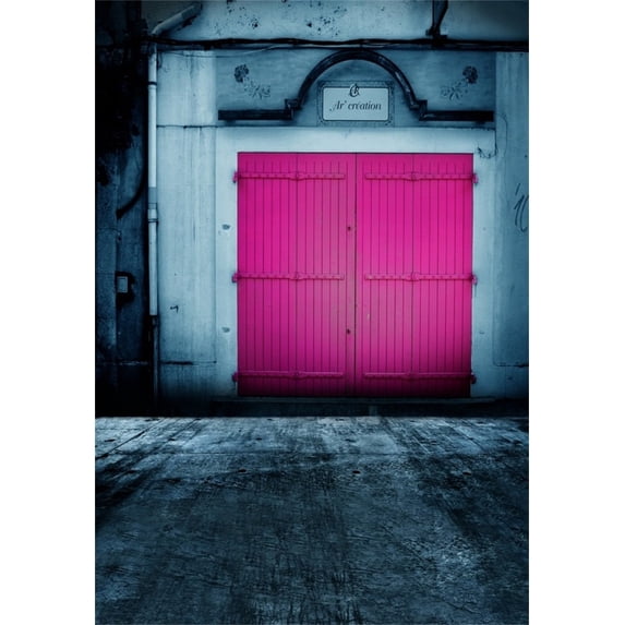 GreenDecor 5x7ft Child Photography Background Kid Photo Shoot Backdrops Fuschia Wooden Door Old Wall Blurry Floor Toddler Artistic Portrait Scene Studio Props Video Digital
