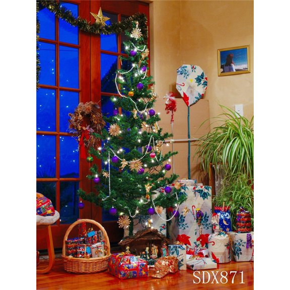GreenDecor 5x7ft Christmas Photography Backdrops Christmas Tree Decorations Photo Studio Background Props