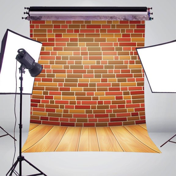 GreenDecor 5x7ft Colorful Brick Wall and Wood Flooring Photo Background Photography Backdrop Studio Props