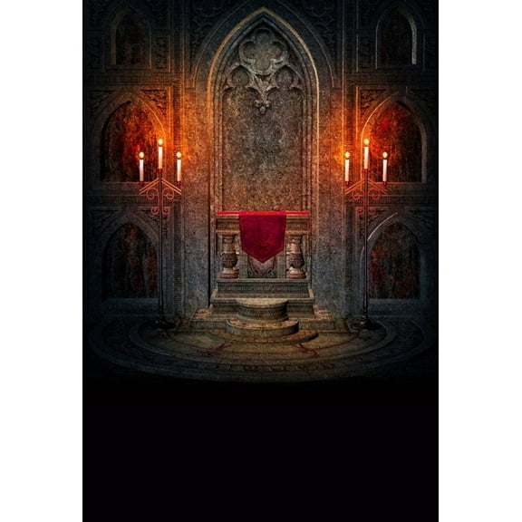 GreenDecor 5x7ft Dark Interior Gothic Halloween Photography Backdrops Indoor Studio Backgrounds Photo Props