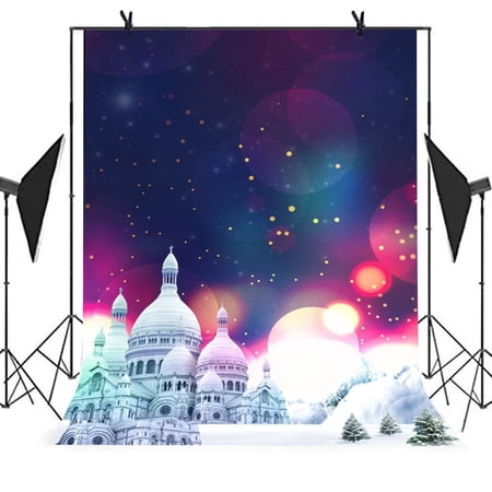 GreenDecor 5x7ft Dream Castle Backdrop White Castle Snow Star Light Dots Background Photo Booth Studio Props Party Newborn Children Photo Background