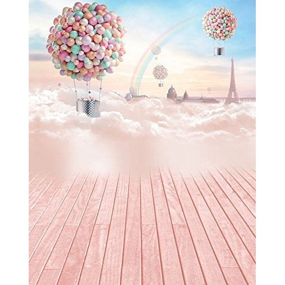 GreenDecor 5x7ft Dreamy Colorful Balloon Rainbow Cloud Photography Studio Backdrop Background