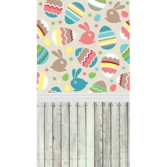 GreenDecor 5x7ft Easter Day Wooden Floor Photography Backdrop Prop Photo Background
