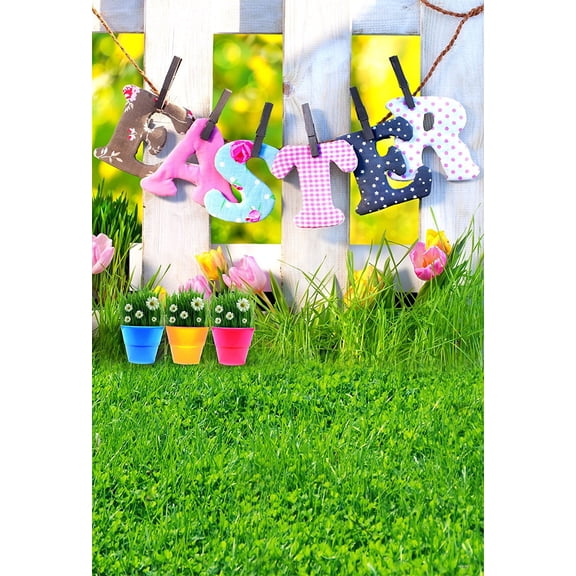 GreenDecor 5x7ft Easter Photography Backdrop Newborn Wood Background for Photo Studio