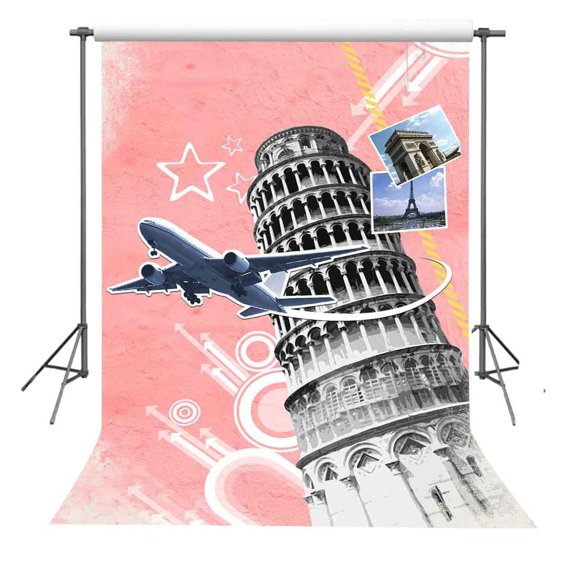 GreenDecor 5x7ft Famous Tower Backdrop Photography Photo Props Vacation Theme Background