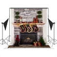 thumbnail image 1 of GreenDecor 5x7ft Fireplace Stockings Christmas Backdrop Studio Photography Background, 1 of 4