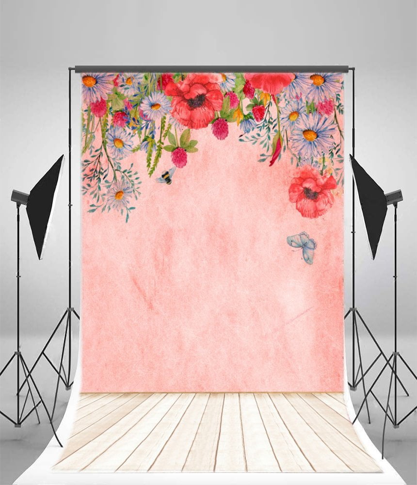 GreenDecor 5x7ft Floral Backdrop Blooming Fresh Flowers Shabby Chic ...