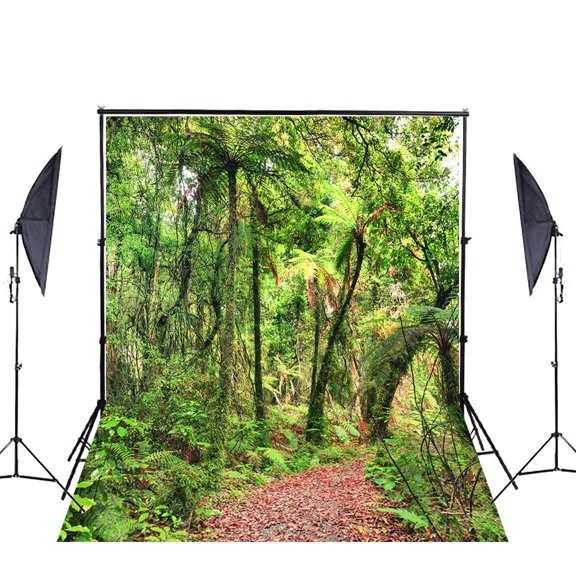 GreenDecor 5x7ft Forest Photography Backdrops Green Tree Background Children Holiday Travel Adventure Bamboo Photo Backdrop Studio Prop