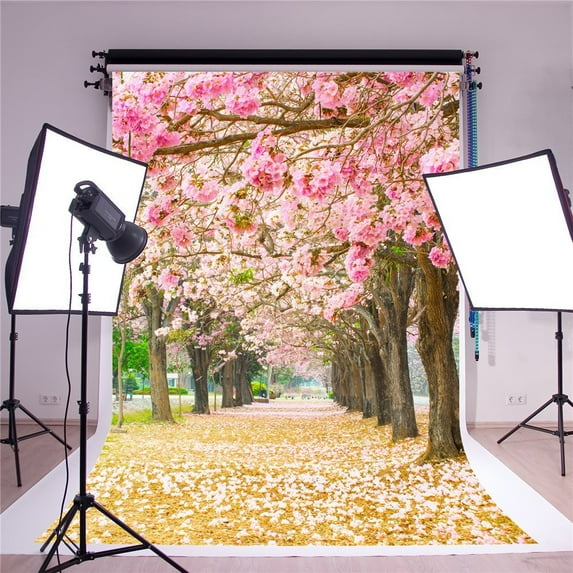 GreenDecor 5x7ft Glitter Photography Backdrops Pink Flowers Background for Newborn 1st Month Birthday Photo Backgrounds