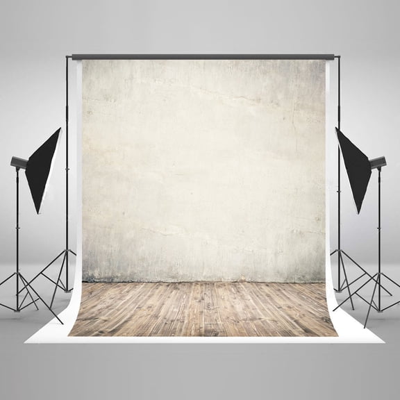 GreenDecor 5x7ft Gray Wall Wooden Floor Party Decorations Photo Backdrop Photography Studio Background