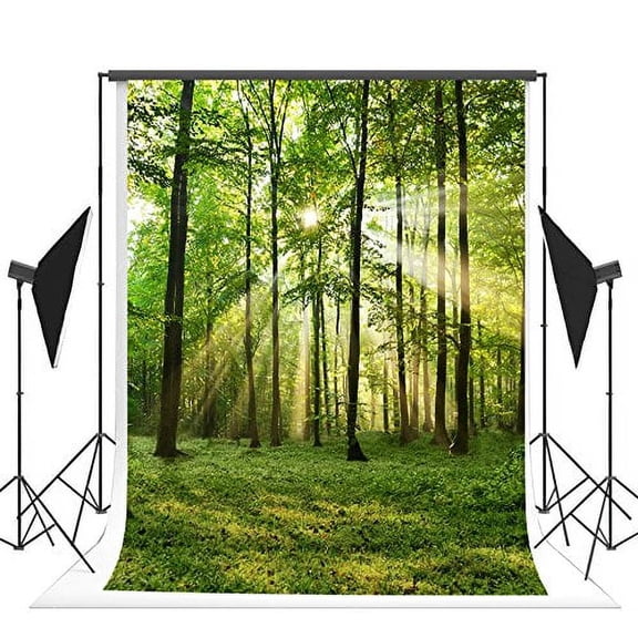 GreenDecor 5x7ft Green Spring Backdrops Photography Forest Grassland Sunlight Photo Studio Background