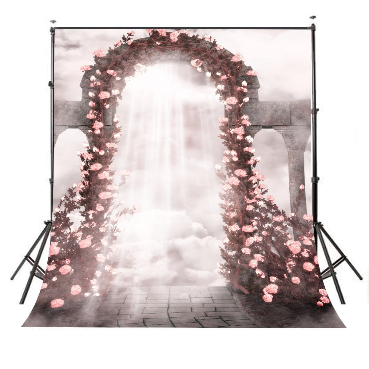 GreenDecor 5x7ft Light ray Pink Flower Racks Photography Background ...