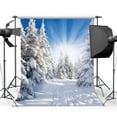 thumbnail image 1 of GreenDecor 5x7ft Photography Backdrop Christmas Snow Covered Landscape Forest Trees Sunshine Nature Winter Scene Xmas Backdrops Happy New Year Background Baby Kids Adults Photo Studio Props, 1 of 4