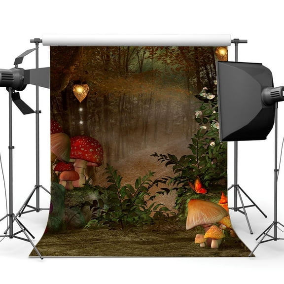 GreenDecor 5x7ft Photography Backdrop Dreamy Fairy Tale Jungle Forest Fresh Flowers Mushroom Grass Field Fantasy Landscape Backdrops for Baby Kids Adu
